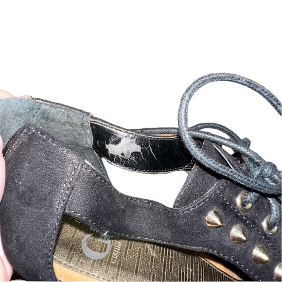 Gianni Bini Studded Tie Up Cheetah Print Wedges - Picture 6 of 6